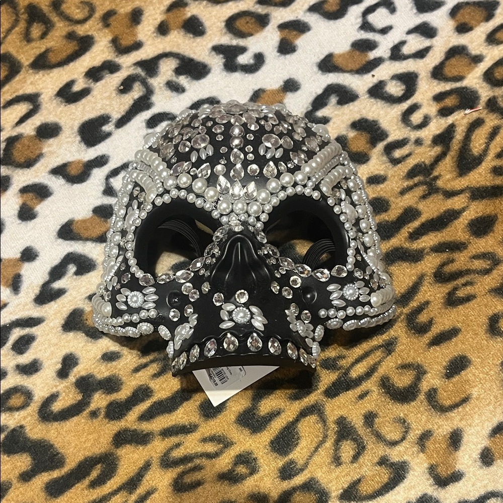 Claire's Black and Silver Bejeweled Skull Mask